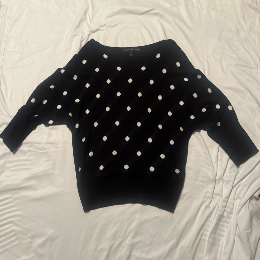 White House Black Market Off-the-Shoulder Black and White Sweater